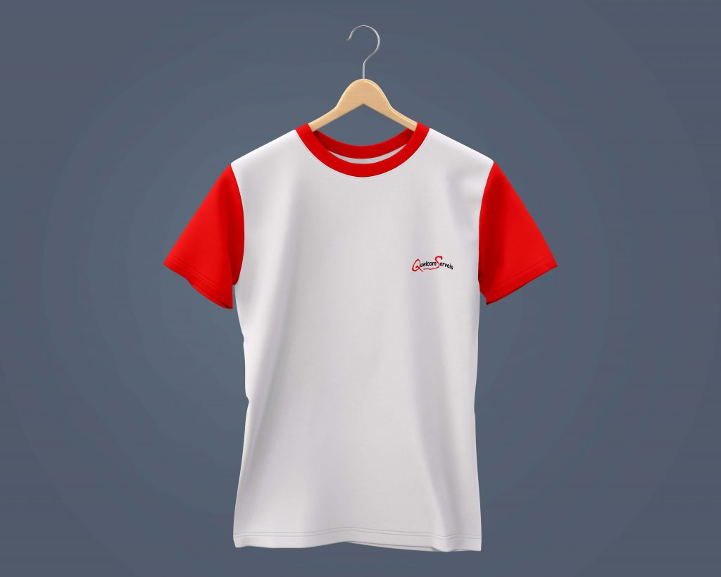 camiseta tecnica manga corta blanca y roja quelcom